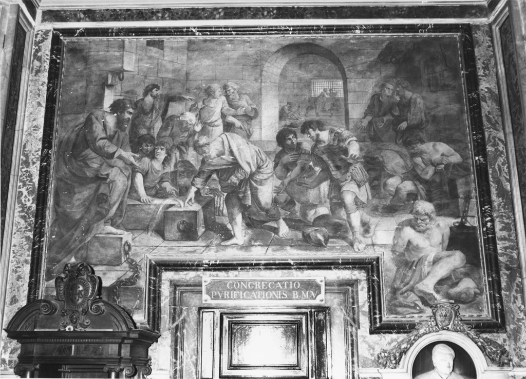San Pietro nel carcere Mamertino battezza i SS. Processo e Martiniano - Chiesa del SS. Nome di Gesù all'Argentina, Roma